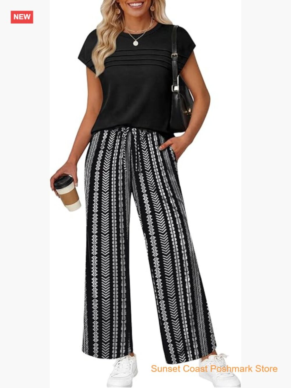 Two Piece Set for Women Summer Matching Sets Wide Leg Pants Travel Outfit